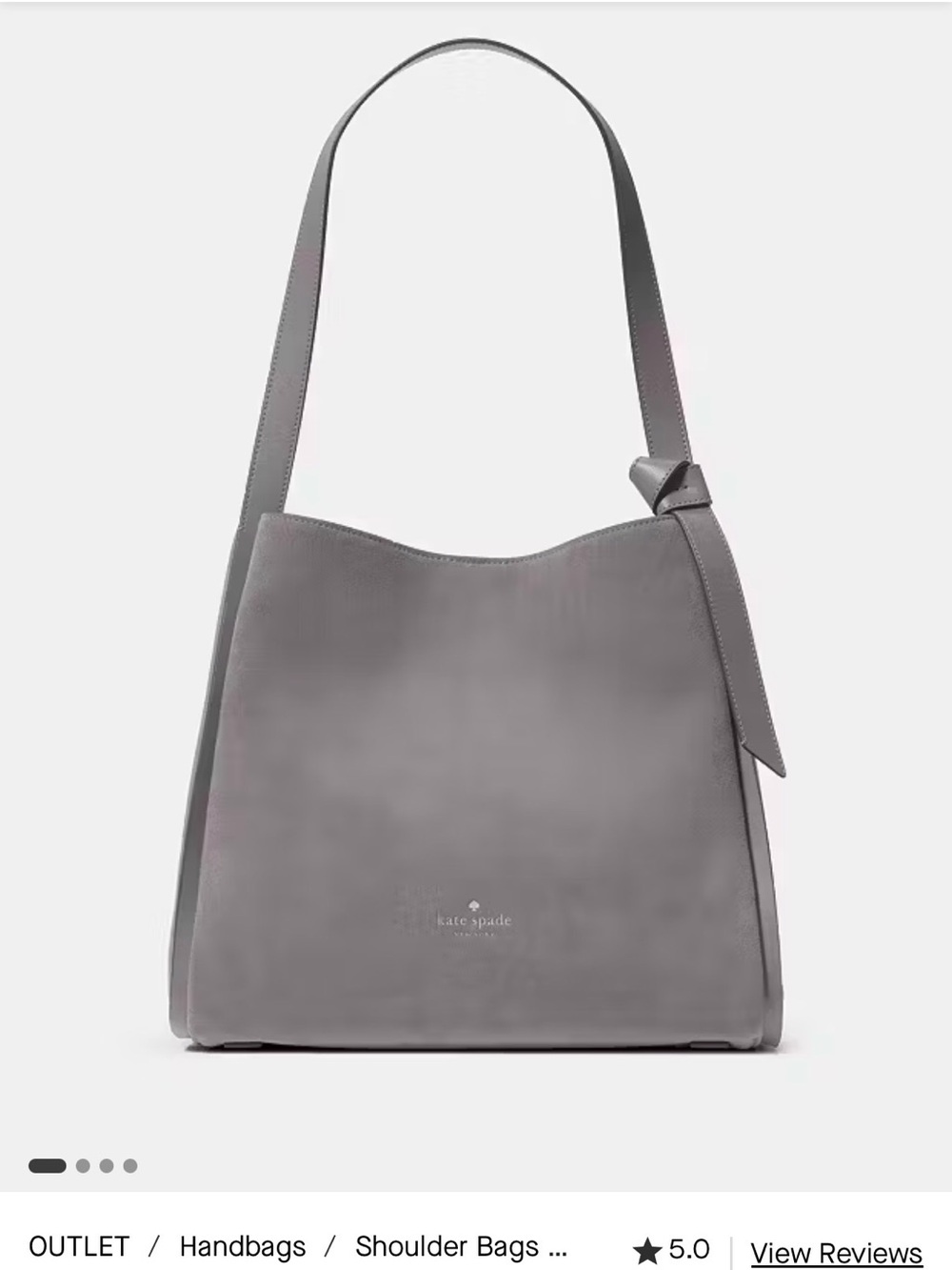 kate spade Grey Leather Shoulder Tote with Knot Accent - NWT